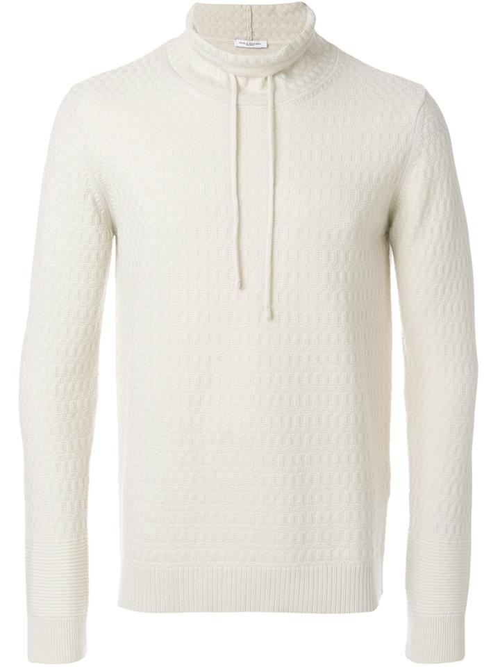 Paolo Pecora Drawstring Funnel Neck Jumper - White