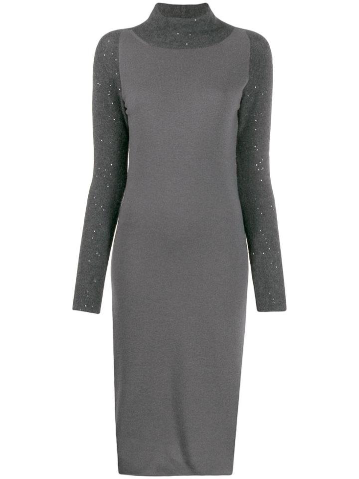 Fabiana Filippi Sequin Embellished Knitted Dress - Grey