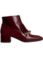 Burberry Link Buckle Ankle Boots - Red