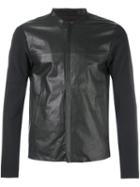 Emporio Armani Zipped Leather Jacket, Men's, Size: Large, Black, Leather/modal/polyester