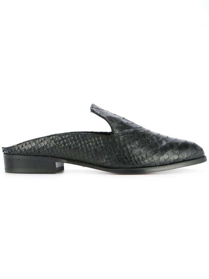 Robert Clergerie Embossed Print Mules - Black