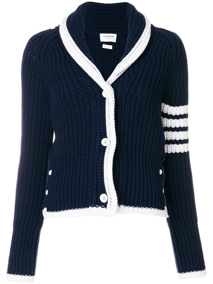 Thom Browne Knit Shawl Cardigan - Blue