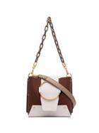 Yuzefi Brown And White Delila Leather Crossbody Bag