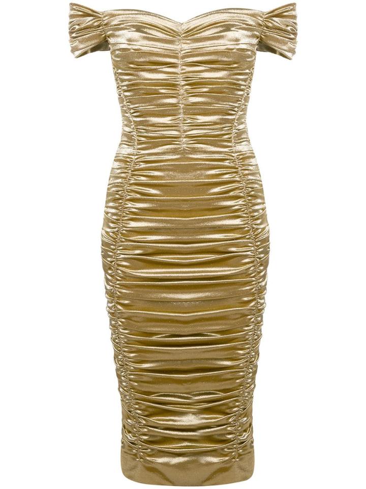 Dolce & Gabbana Ruched Midi Dress - Gold