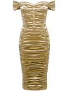 Dolce & Gabbana Ruched Midi Dress - Gold