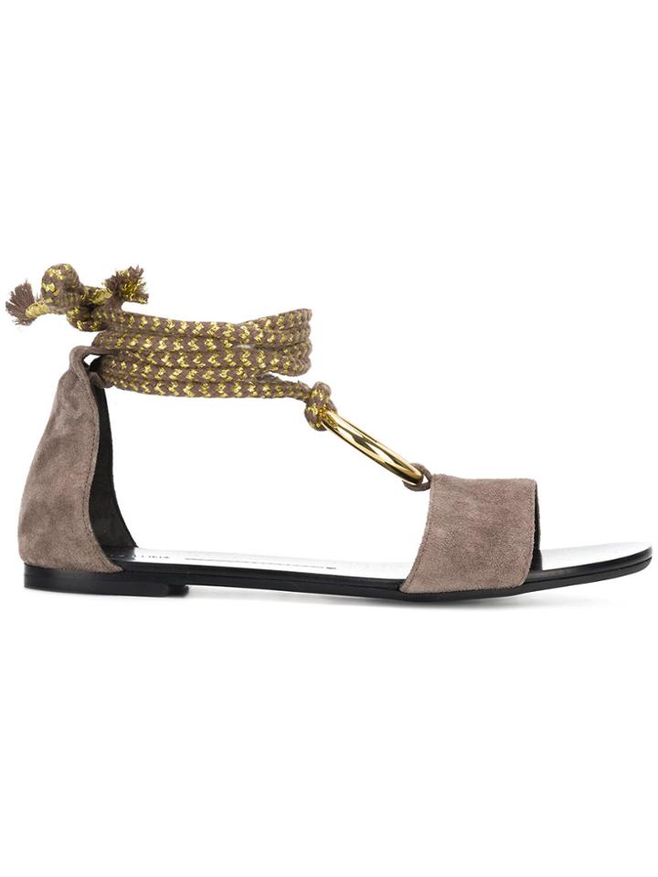 Stella Luna Cord Ring Flat Sandals - Brown