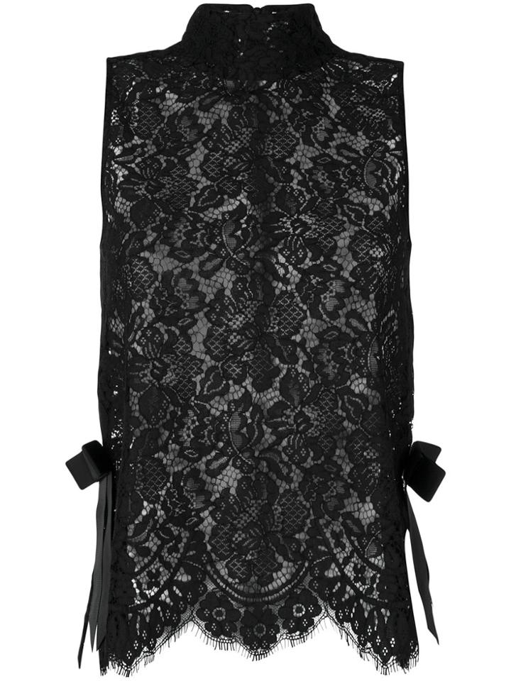 Ganni Floral Lace Tank - Black
