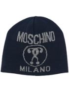 Moschino Logo Print Beanie - Blue