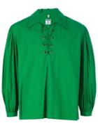 Moschino Vintage Lace-up Shirt, Men's, Size: Small, Green, Cotton