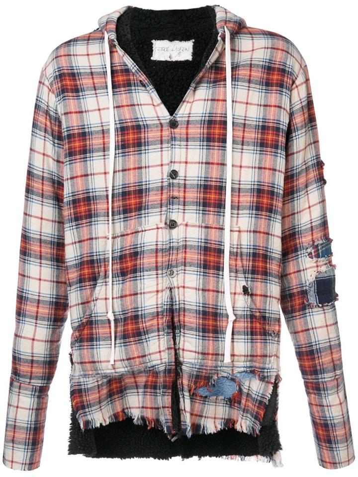 Greg Lauren Distressed Plaid Jacket - Yellow & Orange