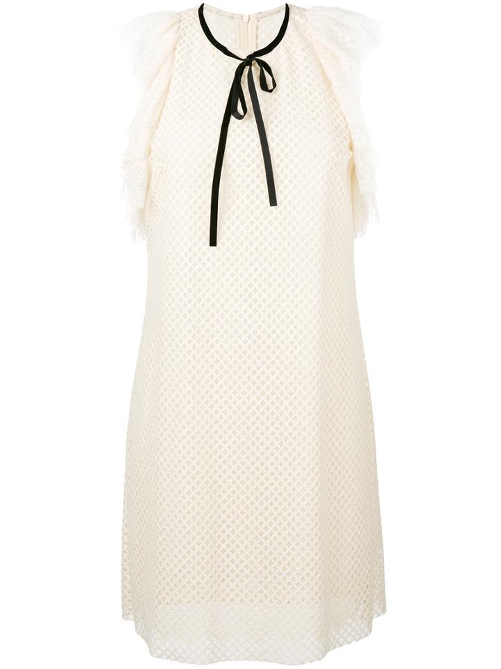 Philosophy Di Lorenzo Serafini - Frill Mesh Dress - Women - Cotton/polyamide/polyester - 44, Nude/neutrals, Cotton/polyamide/polyester