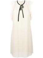 Philosophy Di Lorenzo Serafini - Frill Mesh Dress - Women - Cotton/polyamide/polyester - 44, Nude/neutrals, Cotton/polyamide/polyester