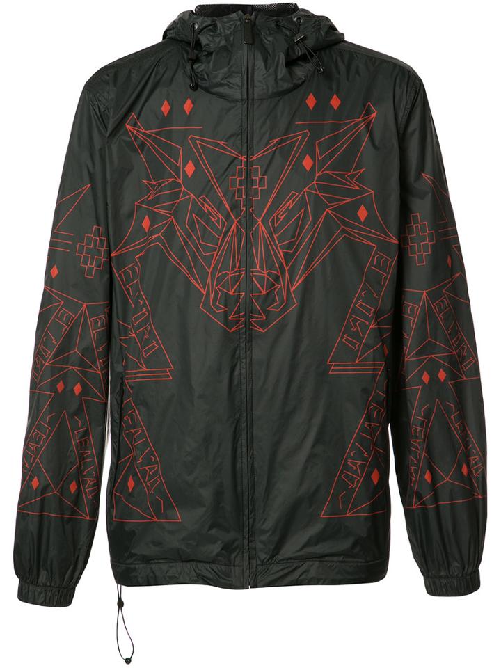 Marcelo Burlon County Of Milan Graphic-print Wind Breaker, Men's, Size: Large, Black, Polyamide/polyester