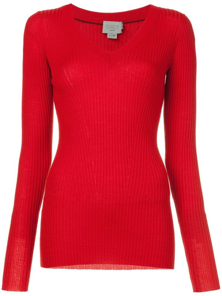 Grey Jason Wu V-neck Jumper, Women's, Size: Large, Red, Merino