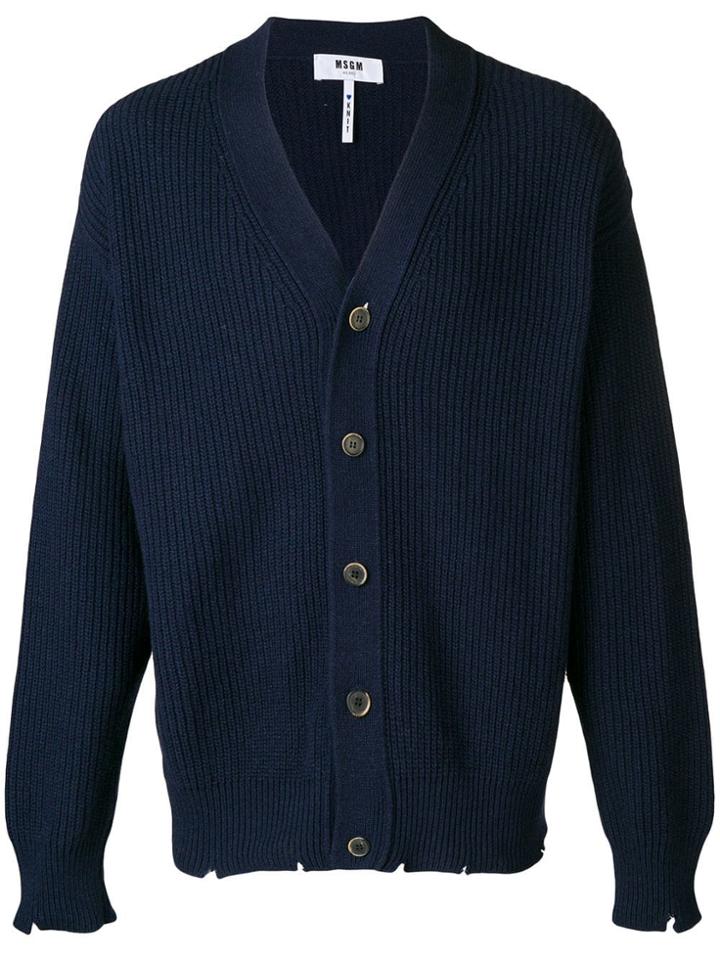 Msgm Long Sleeved Cardigan - Blue