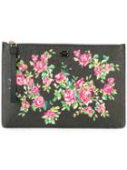 Dolce & Gabbana - Rose Print Clutch - Women - Calf Leather - One Size, Women's, Blue, Calf Leather