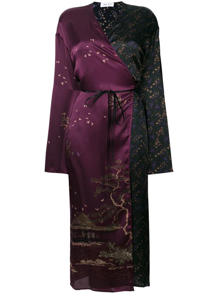 Act N&deg;1 Patterned Wrap-around Dress - Black
