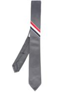 Thom Browne Grosgrain Striped Tie - Grey