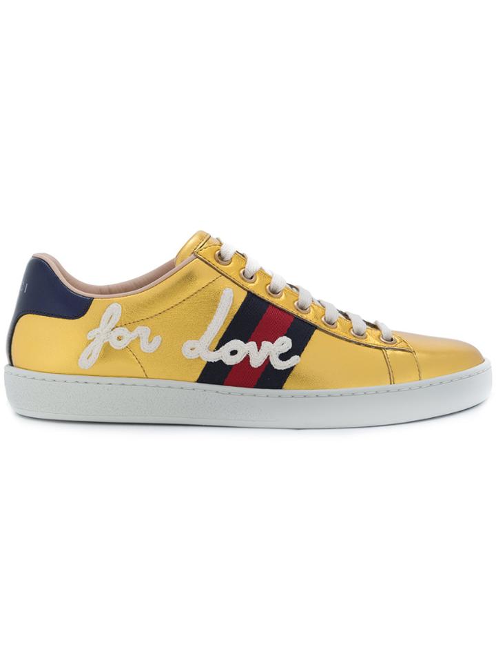 Gucci For Love Web Low Top Sneakers - Yellow & Orange