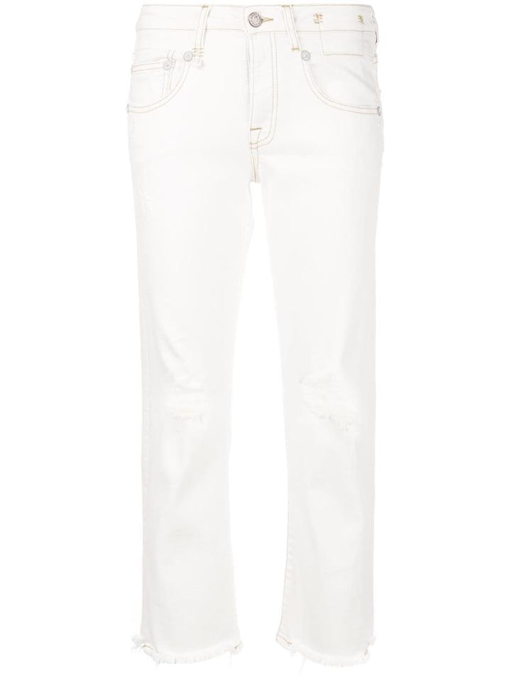R13 Denim Frayed Jeans - White