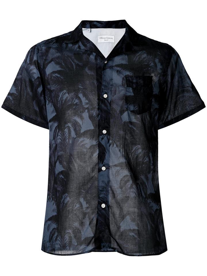 Officine Generale Floral Print Shirt, Men's, Size: Xl, Black, Cotton