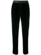 Elizabeth And James Side Stripe Casual Trousers, Women's, Size: Large, Black, Silk/viscose/polyester/spandex/elastane