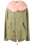 Mr & Mrs Italy Racoon Fur Hood Unlined Parka Jacket, Women's, Size: Small, Green, Cotton/polyester/racoon Fur