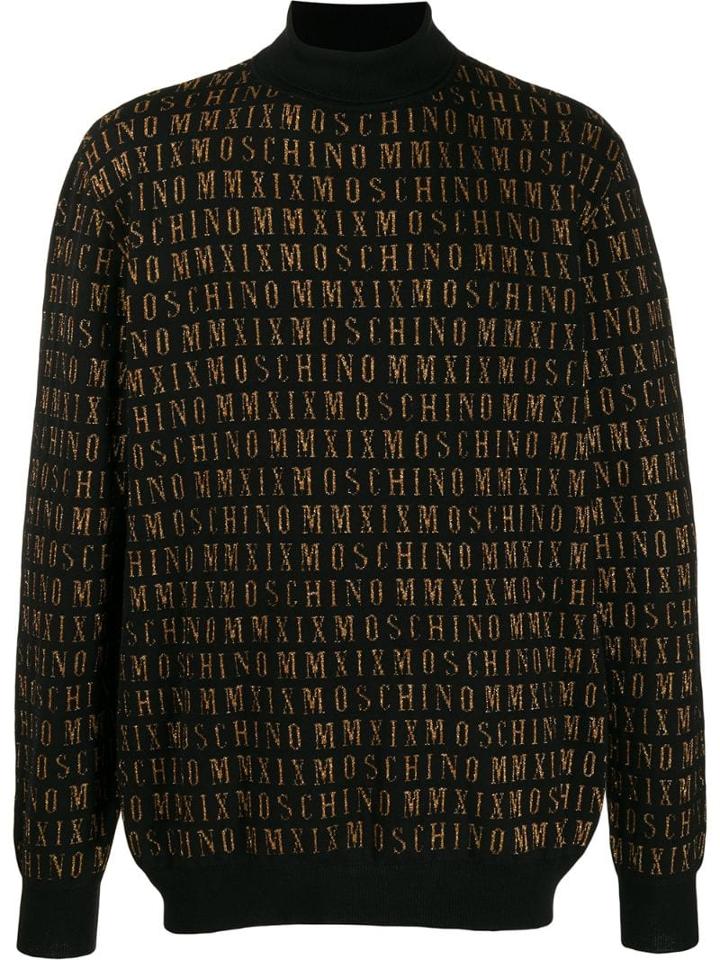 Moschino Roman Numerals Logo Knit Jumper - Black