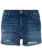 J Brand - Frayed Denim Shorts - Women - Cotton/polyurethane - 27, Blue, Cotton/polyurethane