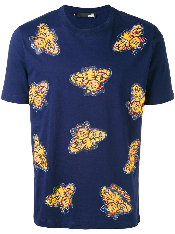 Love Moschino - All-over Insect Print T-shirt - Men - Cotton - S, Blue, Cotton