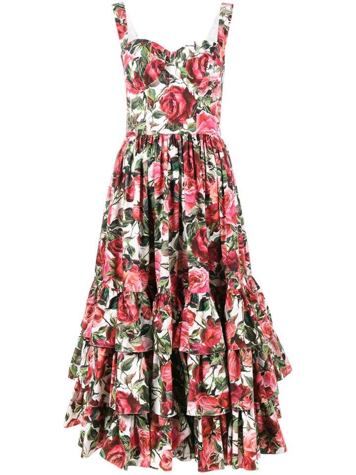 Dolce & Gabbana Sleeveless Rose Print Dress - Multicolour