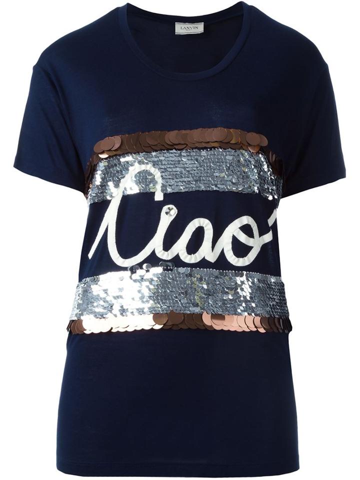 Lanvin Ciao Appliqué T-shirt, Women's, Size: Medium, Blue, Viscose/pvc/glass