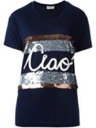 Lanvin Ciao Appliqué T-shirt, Women's, Size: Medium, Blue, Viscose/pvc/glass