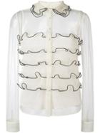 Red Valentino Semi Sheer Ruffled Shirt, Women's, Size: 44, Nude/neutrals, Polyester