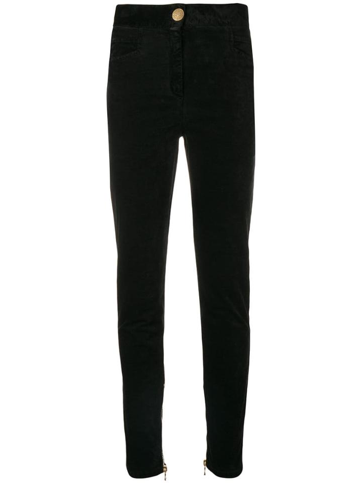 Balmain Velour Skinny Trousers - Black