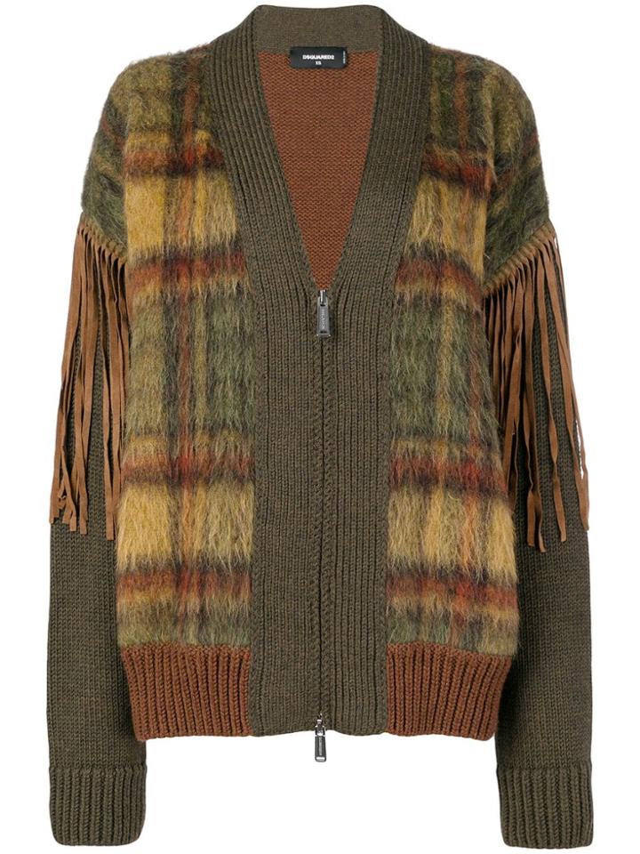 Dsquared2 Zipped Check Cardigan - Green