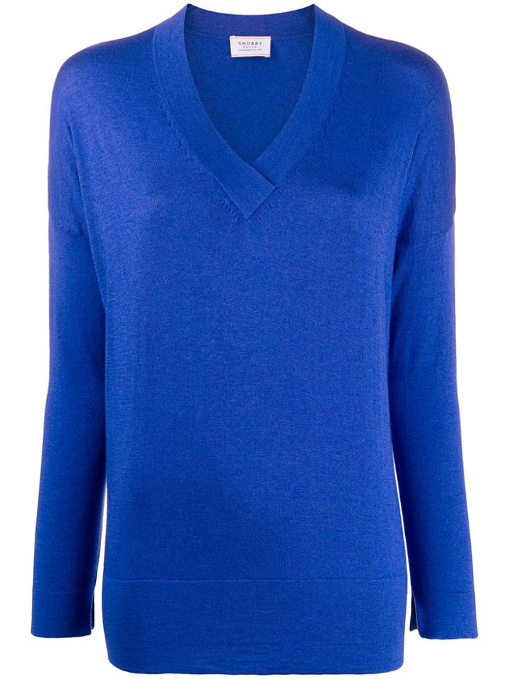 Snobby Sheep V-neck Relaxed-fit Jumper - Blue