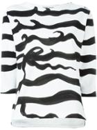 Tsumori Chisato Wave Stripe T-shirt, Women's, Size: L, Black, Cotton
