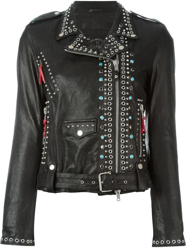 Htc Hollywood Trading Company Studded Jacket, Women's, Size: Small, Black, Leather/polyester/spandex/elastane/metal
