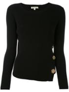 Each X Other - Ribbed Knit Buttoned Sweater - Women - Cotton/spandex/elastane - Xs, Black, Cotton/spandex/elastane