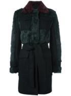 Sonia By Sonia Rykiel Multiple Flap Pockets Coat, Women's, Size: 40, Black, Viscose/rabbit Fur/wool/cashmere