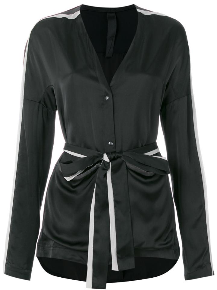 Ilaria Nistri Long-sleeve Belted Top - Black