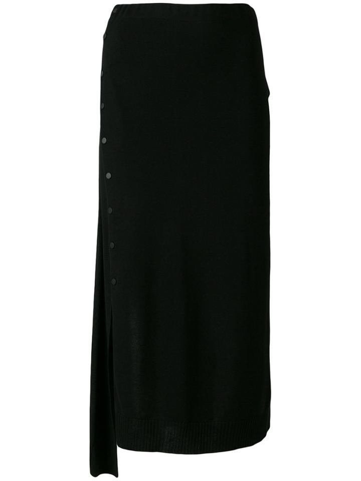Paco Rabanne Snap Fastening Midi Skirt - Black