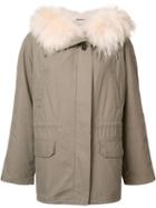 Army Yves Salomon Short Parka Coat, Women's, Size: 36, Green, Rabbit Fur/polyester