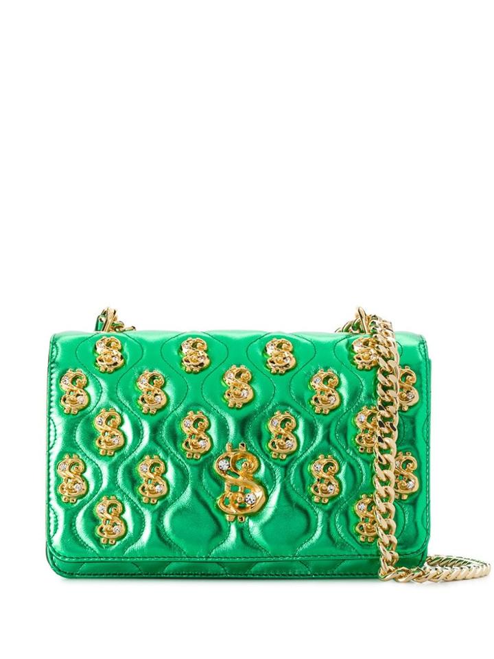 Moschino Dollar Sign Plaque Shoulder Bag - Green