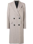 Theory Checked Double-breasted Coat - Nude & Neutrals