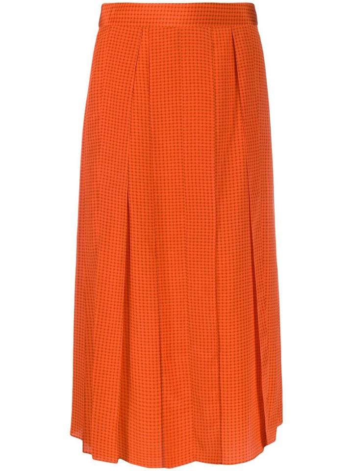 Joseph Charlie Pleated Houndstooth Skirt - Orange
