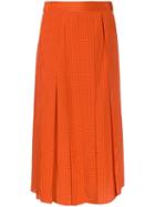 Joseph Charlie Pleated Houndstooth Skirt - Orange