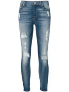 7 For All Mankind Distressed Cropped Jeans, Women's, Size: 26, Blue, Cotton
