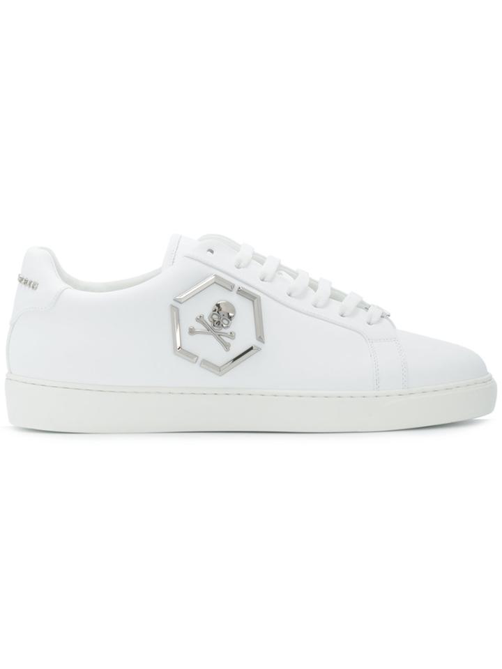 Philipp Plein Hexagon Skull Sneakers - White